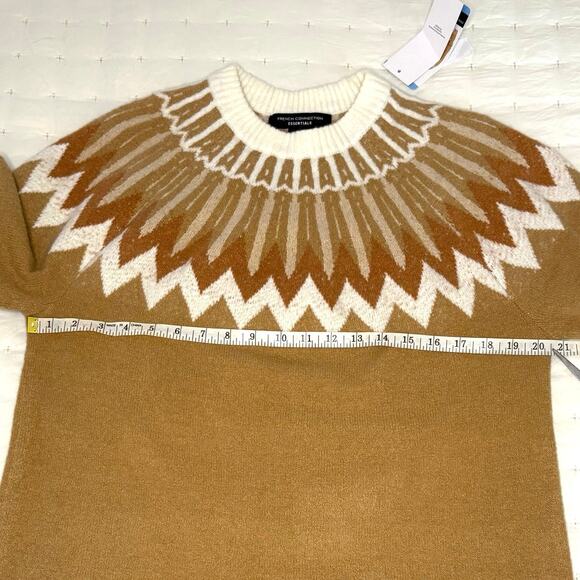 French Connection Long Sleeve Fair Isle Sweater Women's L | Tan | NWT flaw - Picture 9 of 11